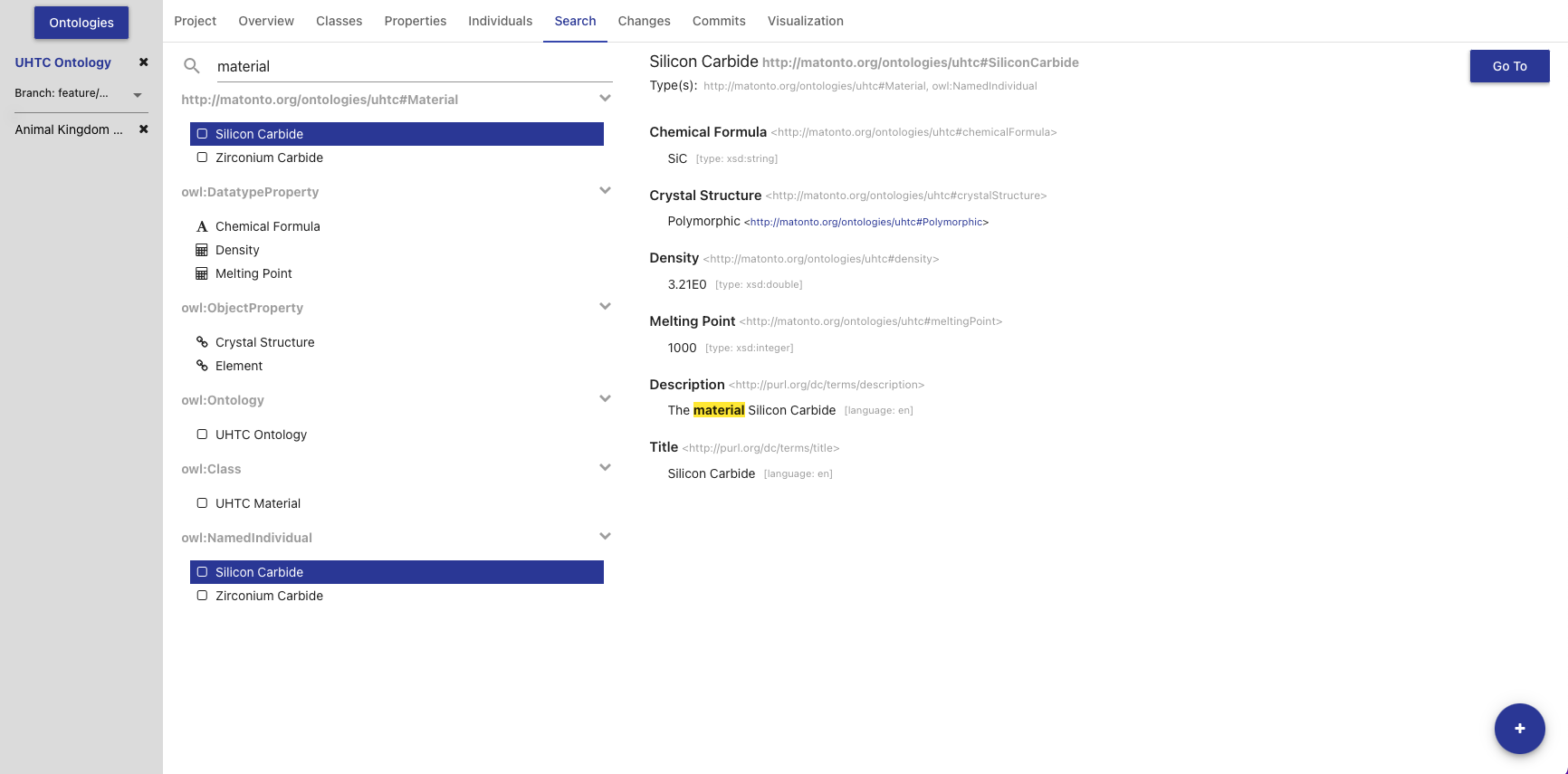 ontology editor tab search