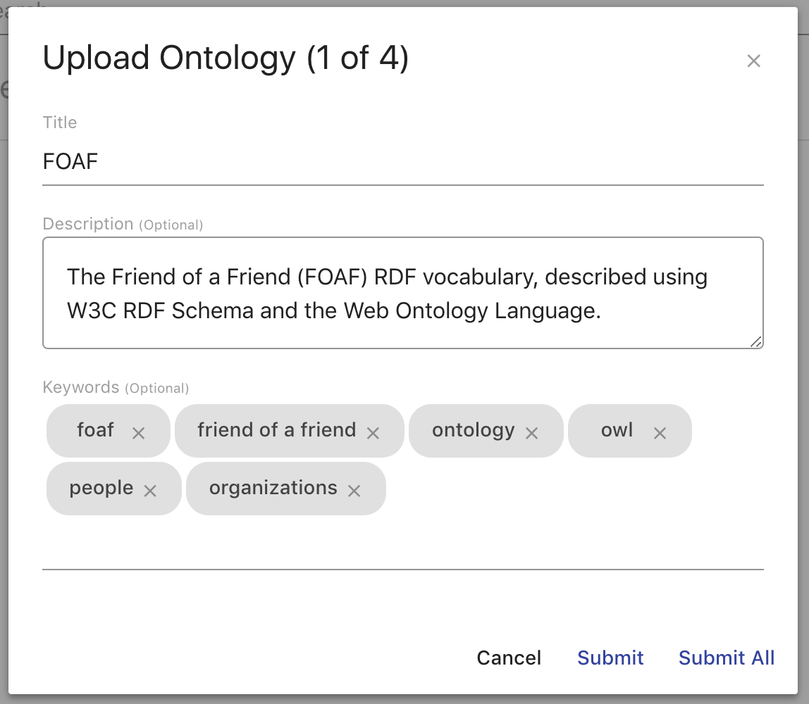upload metadata form
