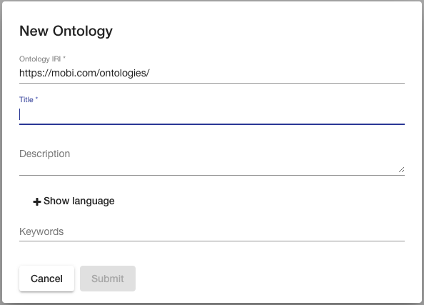 new ontology form