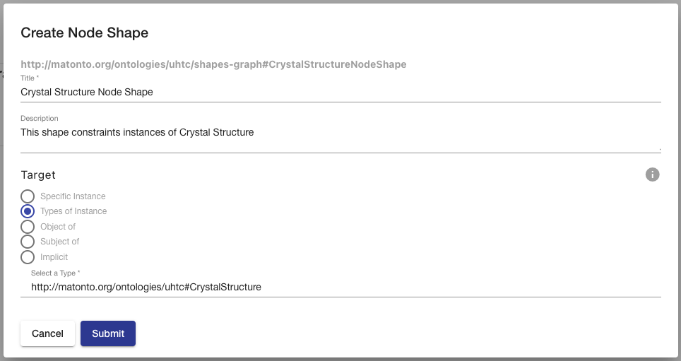 create node shape modal