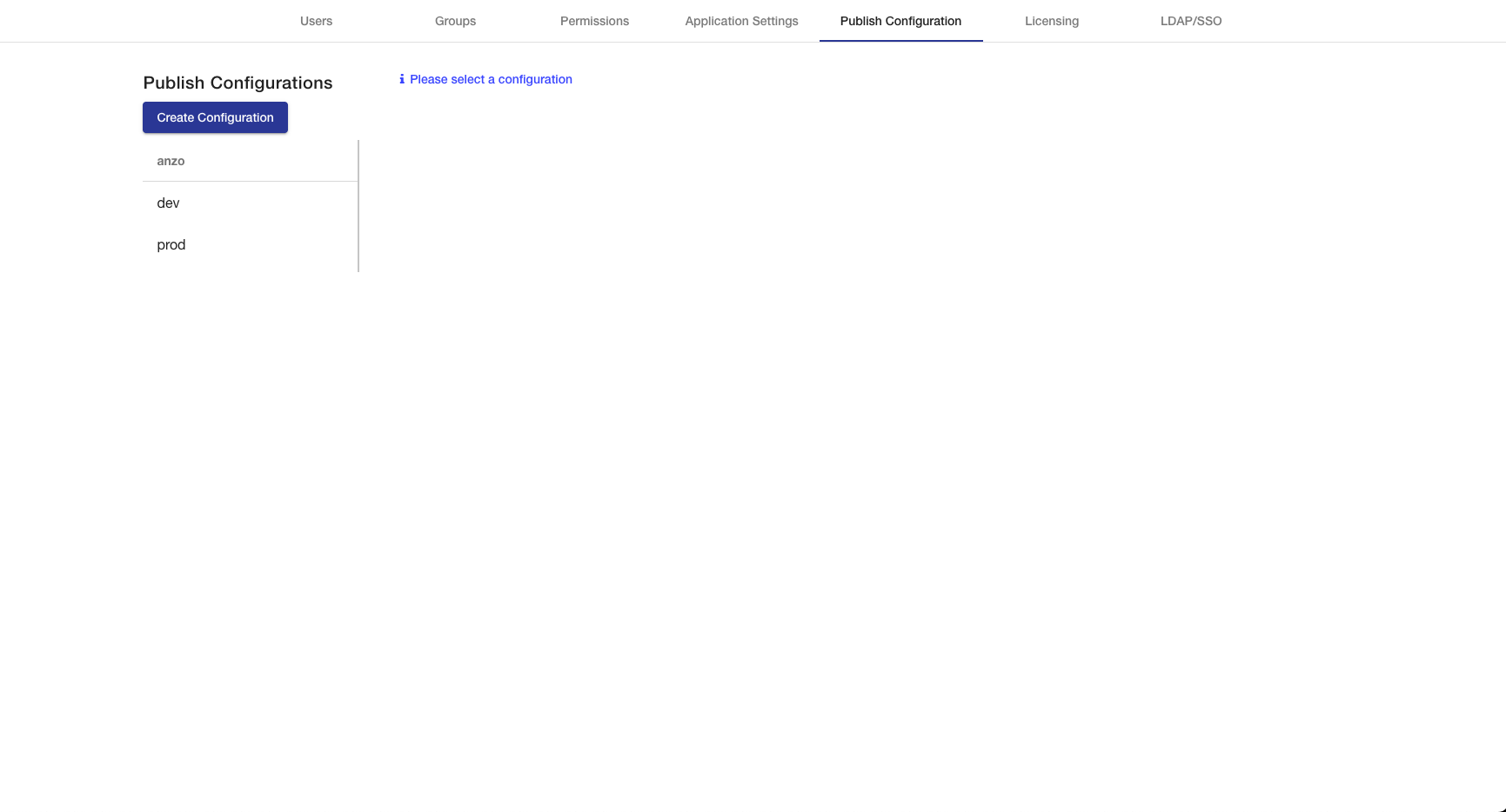 publish config tab