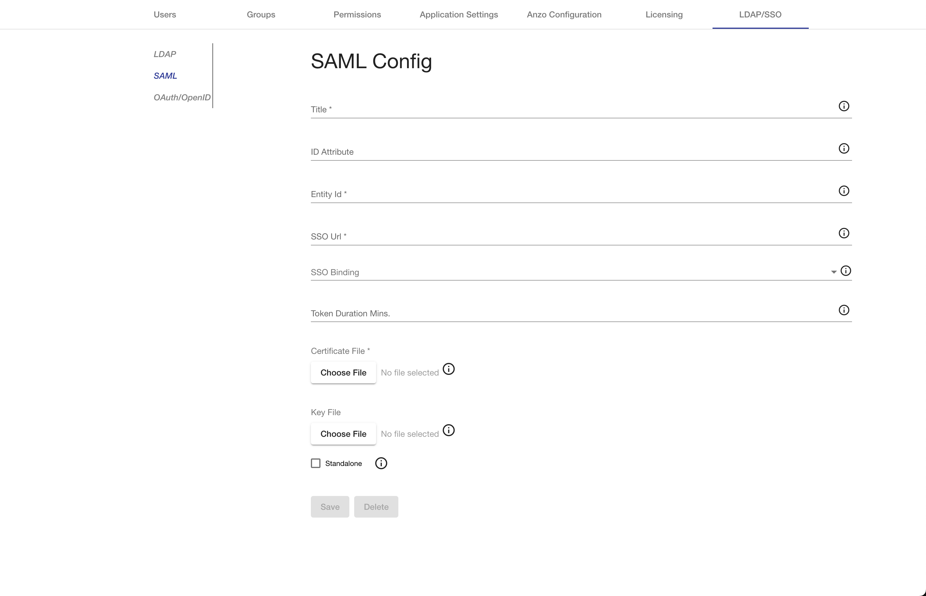 saml config