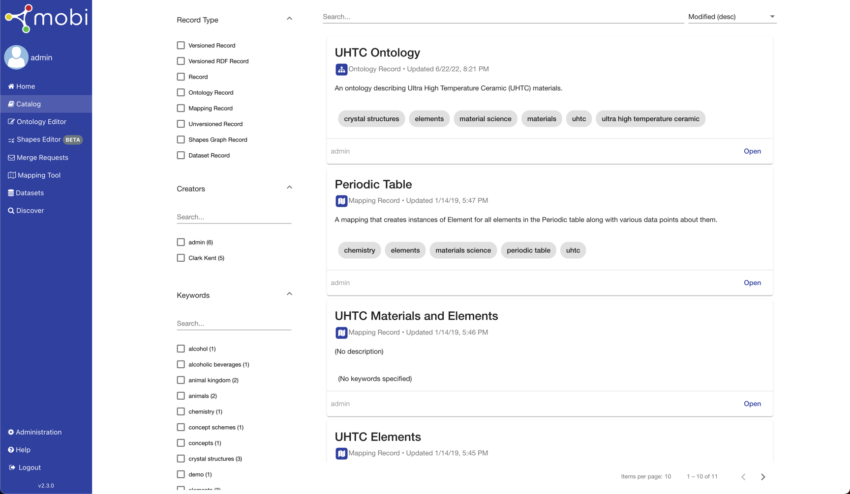 full catalog initial view