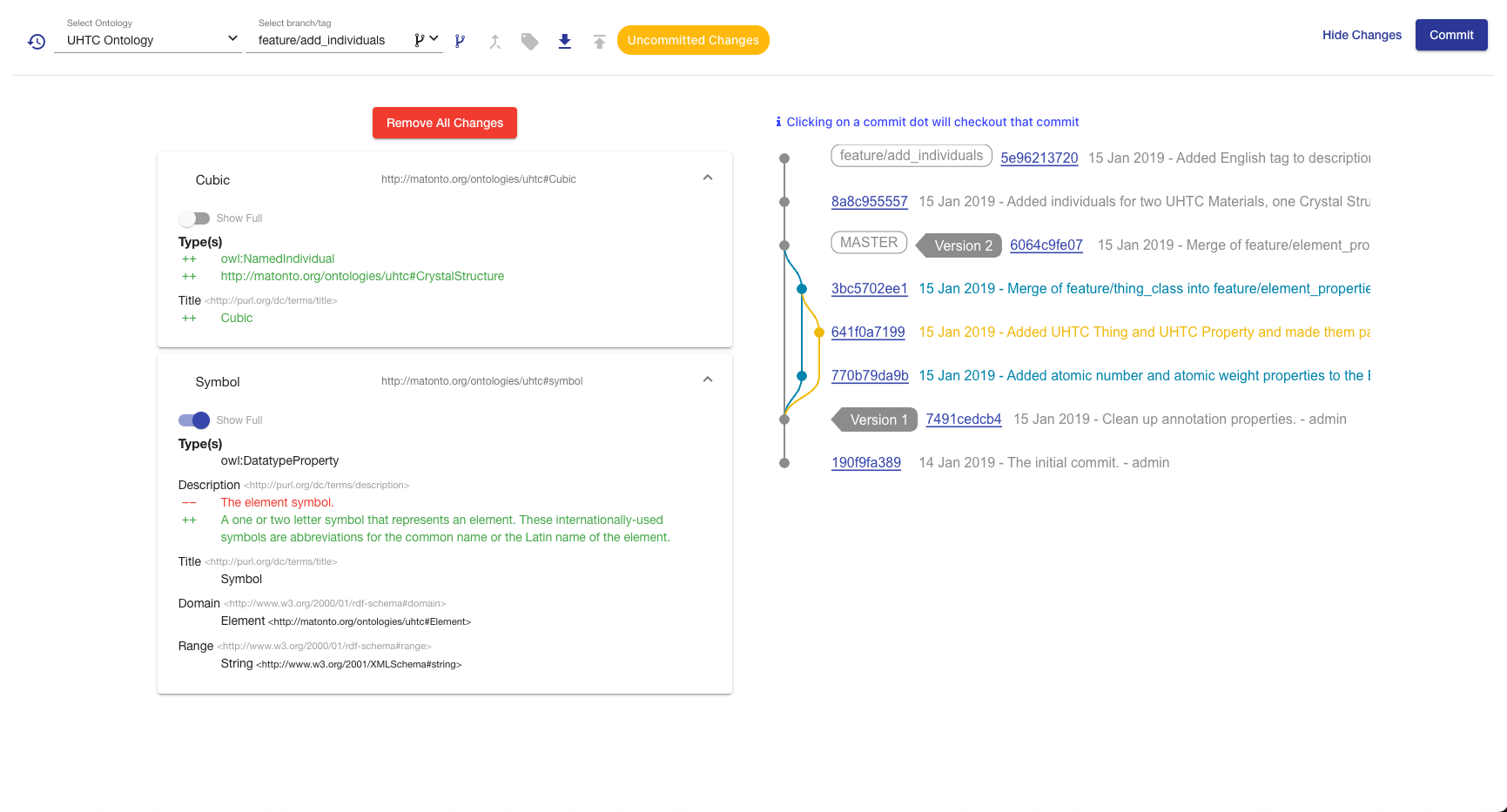 ontology editor changes page