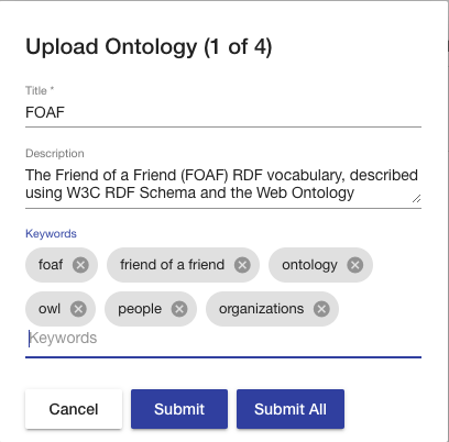 upload metadata form