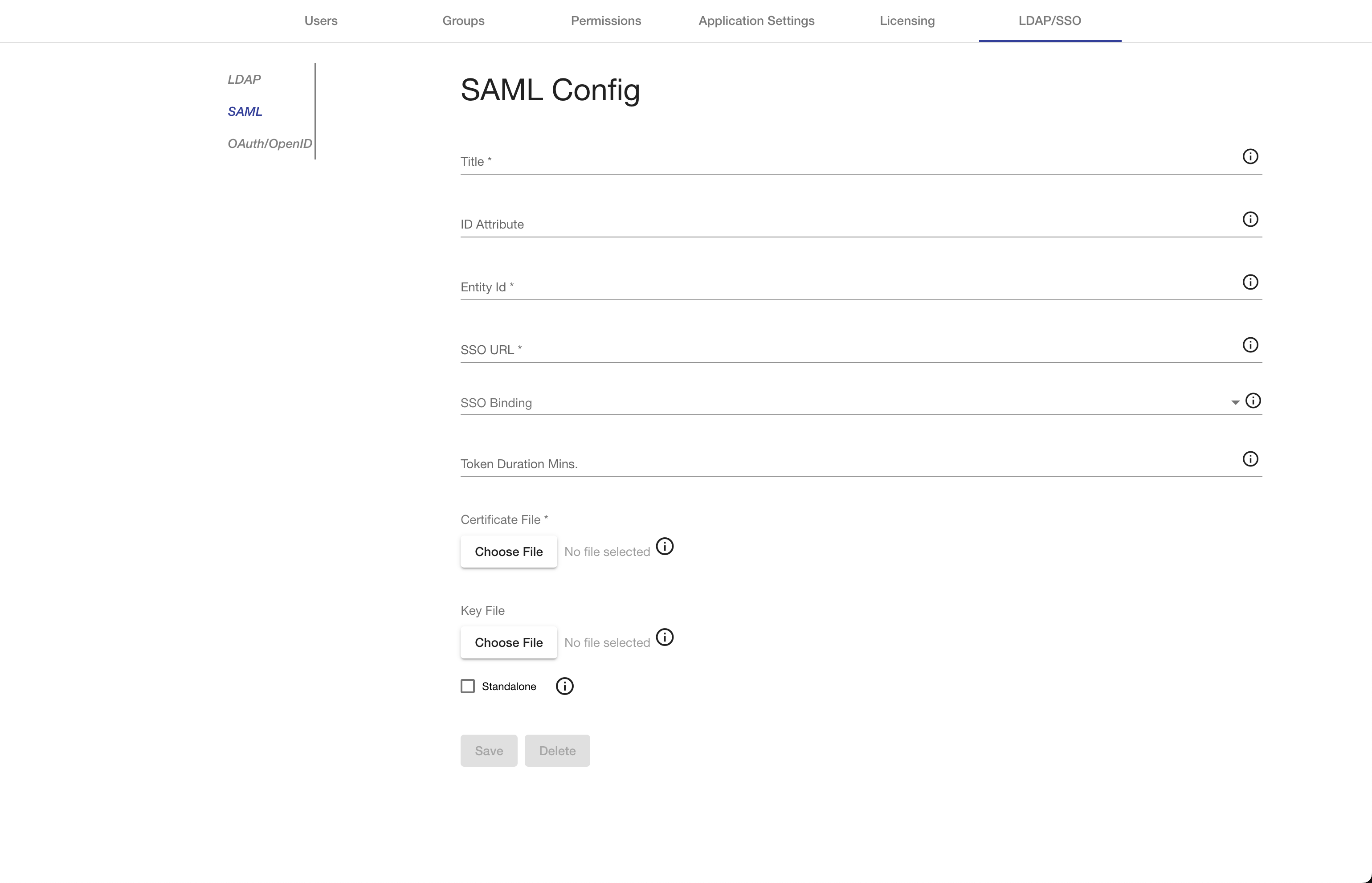 saml config