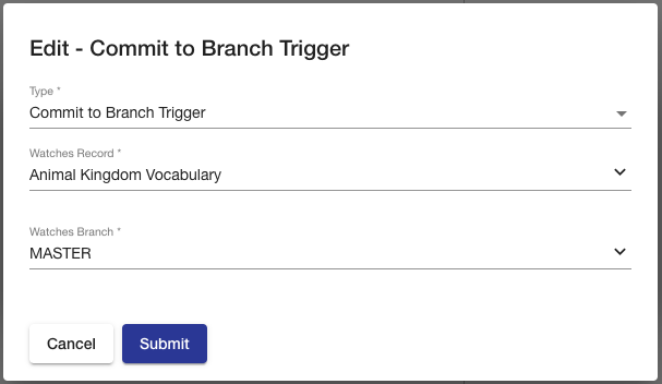 edit commit to branch trigger