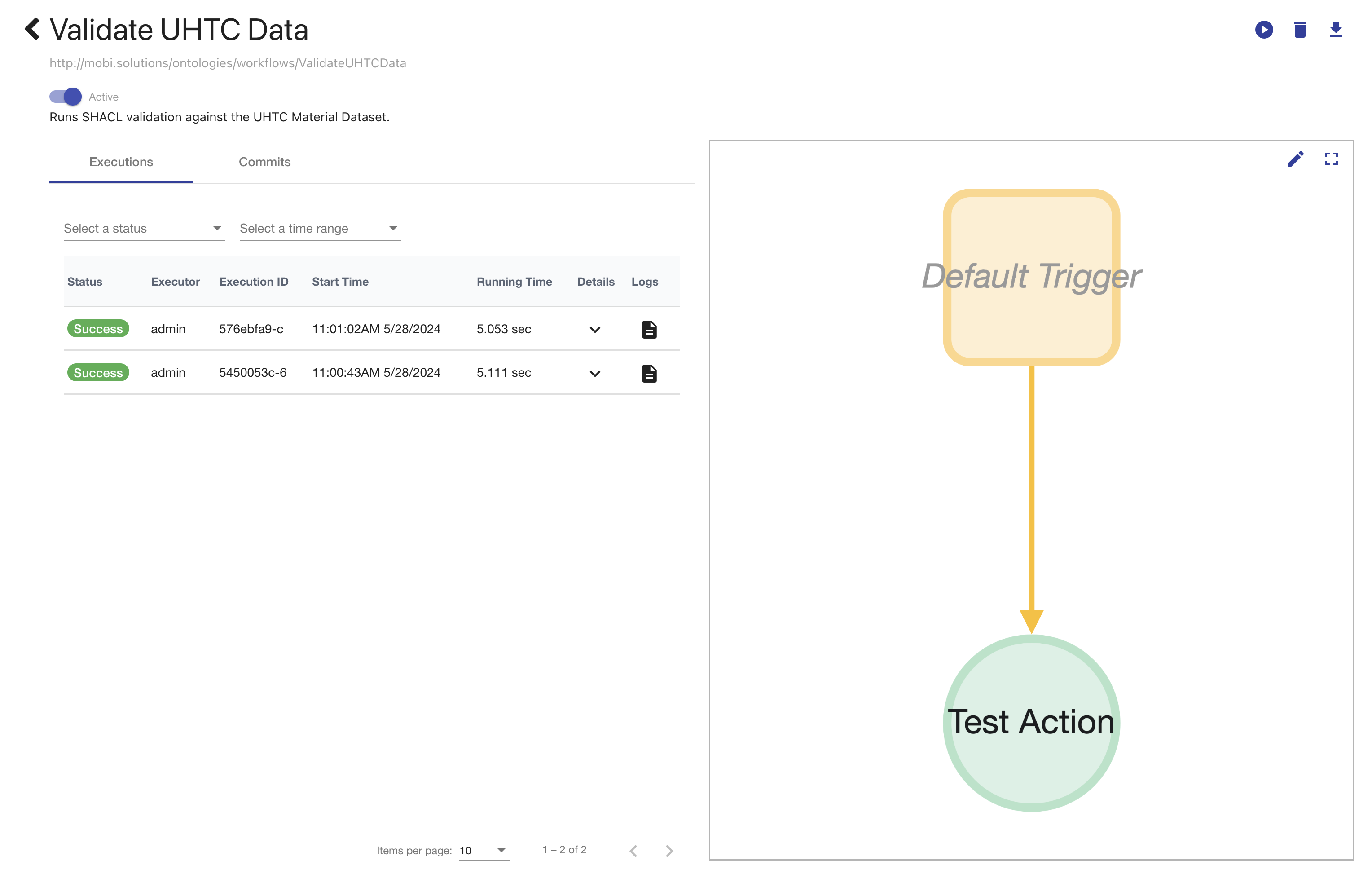 individual workflow page