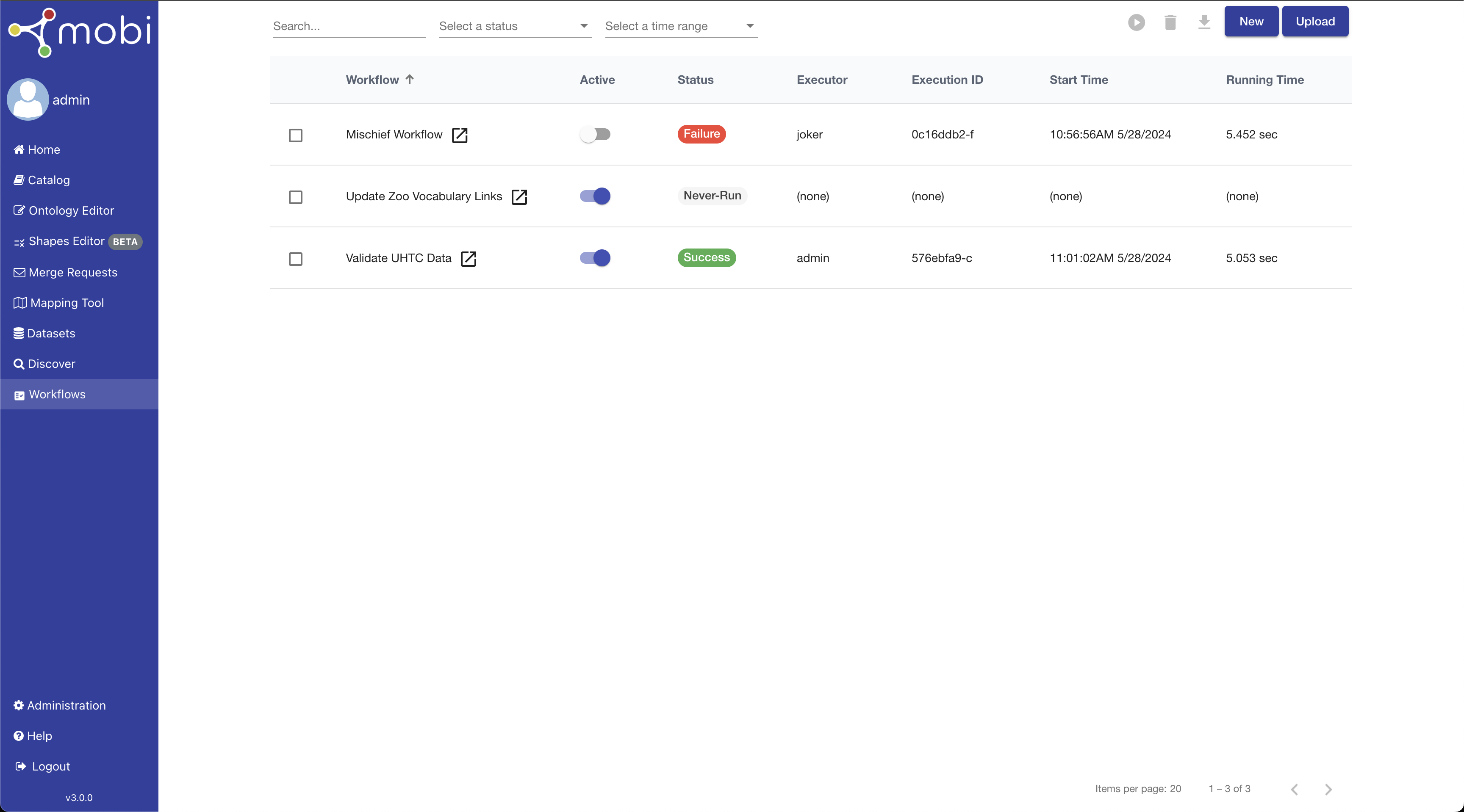 workflows initial view